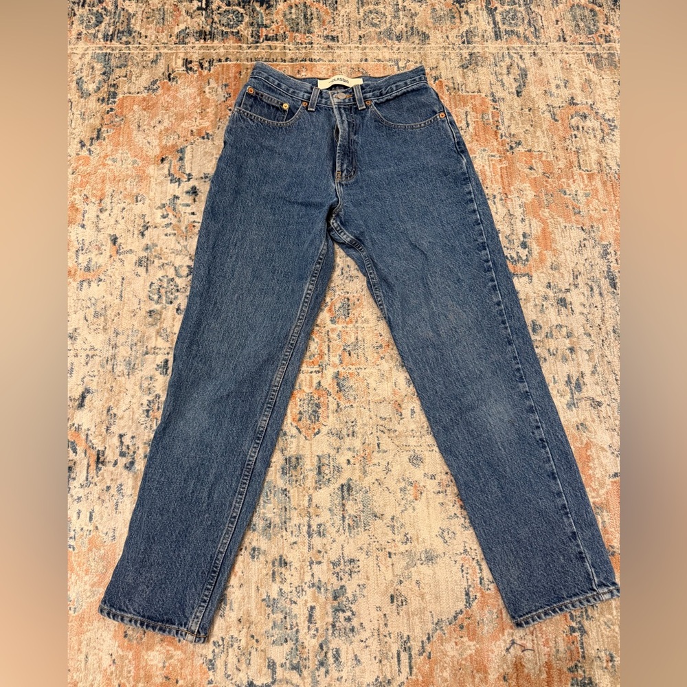 GAP Classic High-Rise Ankle Straight Leg Jeans - Dark Blue Denim